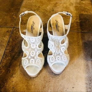 Lucky Brand white lace wedges